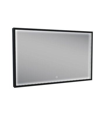Avi spiegel rechthoek met LED, dimbaar en spiegelverwarming 100 x 60 cm mat zwart