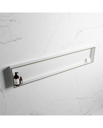Mondiaz Easy Nis 149,5x29,5cm in solid surface kleur Army | Talc. 1 vak  geschikt voor in- of opbouw