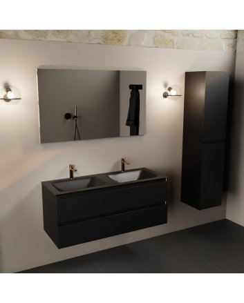 Mondiaz Aivy 120cm badmeubel Urban, wastafel Urban solid surface dubbel 2 kraangaten