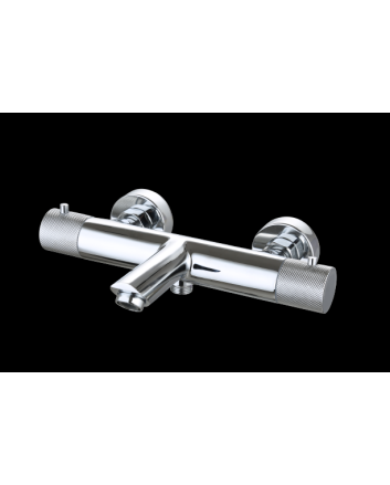 Sani DeLuxe Badmengkraan opbouw thermostatisch rond Chroom met geribbeld knop