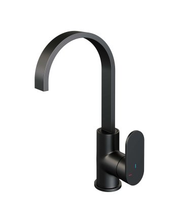 BRAUER Black Edition hoge opbouw wastafelmengkraan met draaibare platte uitloop model C mat zwart