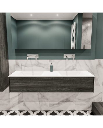 Mondiaz Lush 150 badmeubel antracite 1 lade wastafel dubbel geen kraangat