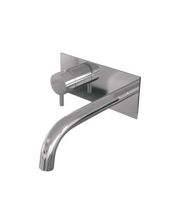 BRAUER Chrome Edition inbouw wastafelmengkraan met gebogen uitloop en afdekplaat model B2 chroom
