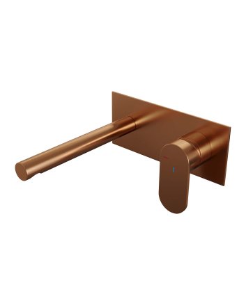 BRAUER Copper Edition inbouw wastafelmengkraan met rechte uitloop en afdekplaat model C1 koper geborsteld PVD