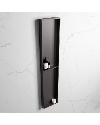 Mondiaz Easy Nis 89,5x29,5cm in solid surface kleur DarkGrey | DarkGrey. 2 vakken geschikt voor in- of opbouw