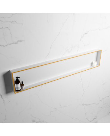 Mondiaz Easy Nis 149,5x29,5cm in solid surface kleur Ocher | Talc. 1 vak geschikt voor in- of opbouw