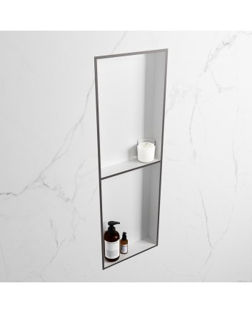 Mondiaz Easy Nis 149,5x29,5cm in solid surface kleur DarkGrey | Talc. 2 vakken geschikt voor in- of opbouw