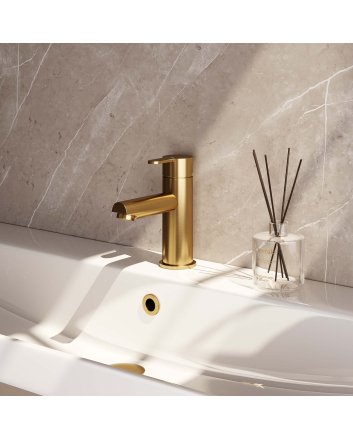 BRAUER Gold Edition lage opbouw wastafelmengkraan model D goud geborsteld PVD