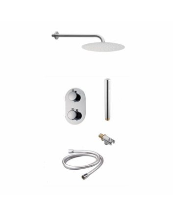 Sani DeLuxe Doucheset inbouw met thermostaat, muurbevestiging / douchekop 20 cm rond Chroom