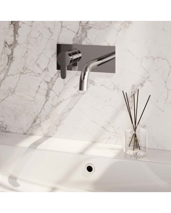 BRAUER Chrome Edition inbouw wastafelmengkraan met gebogen uitloop en afdekplaat model D2 chroom