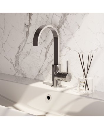 BRAUER Stripe hoge opbouw wastafelmengkraan met draaibare platte uitloop model A chroom