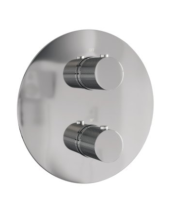 BRAUER Chrome Carving 3-weg inbouwthermostaat rond met in- en afbouwdelen chroom