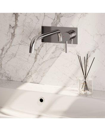 BRAUER Stripe inbouw wastafelmengkraan met gebogen uitloop en afdekplaat model A1 chroom