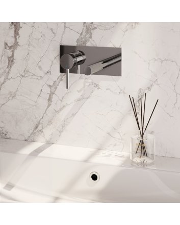 BRAUER Stripe inbouw wastafelmengkraan met rechte uitloop en afdekplaat model A2 chroom