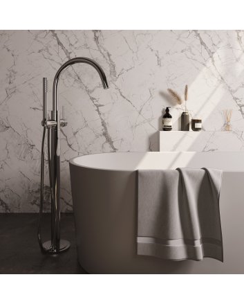 BRAUER Stripe vrijstaande badmengkraan SET 01 met staaf handdouche en doucheslang chroom