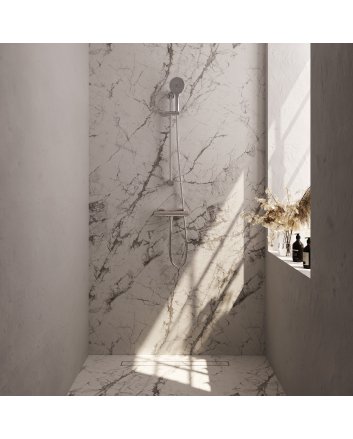 BRAUER Stripe opbouw douche thermostaatkraan SET 02 met glijstang en 3-standen handdouche en doucheslang chroom