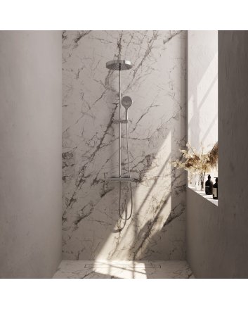 BRAUER Stripe opbouw thermostatische regendouche SET 02 met 25 cm hoofddouche en 3-standen handdouche en doucheslang chroom