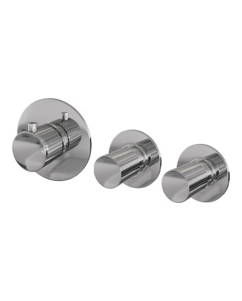 BRAUER Stripe inbouwthermostaat en 2 stopkranen met in- en afbouwdelen chroom