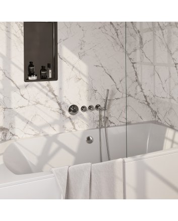 BRAUER Stripe thermostatische inbouw badkraan SET 01 met badvulcombinatie en staaf handdouche en doucheslang en wandaansluitbocht chroom