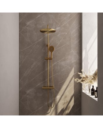 BRAUER Gold Edition opbouw thermostatische regendouche SET 04 met 30 cm hoofddouche en 3-standen handdouche en doucheslang goud geborsteld PVD