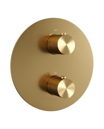 BRAUER Gold Carving 3-weg inbouwthermostaat rond met in- en afbouwdelen goud geborsteld PVD