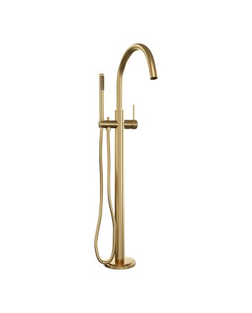 BRAUER Stripe vrijstaande badmengkraan SET 01 met staaf handdouche en doucheslang goud geborsteld PVD