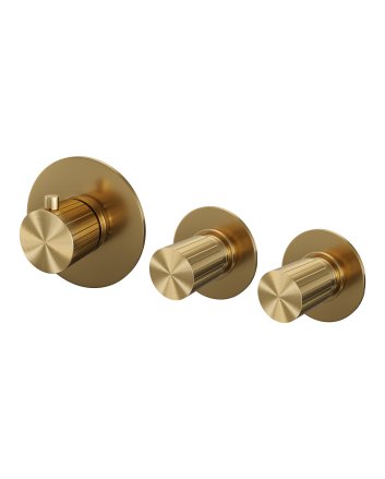BRAUER Stripe inbouwthermostaat en 2 stopkranen met in- en afbouwdelen goud geborsteld PVD