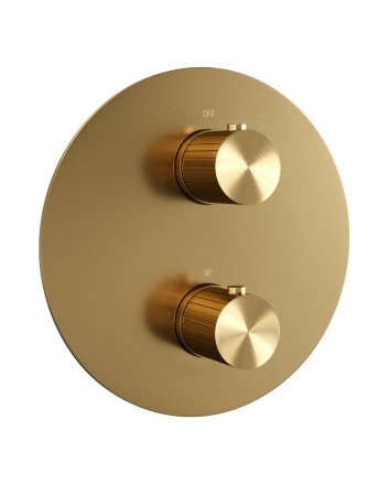 BRAUER Stripe 3-weg inbouwthermostaat rond met in- en afbouwdelen goud geborsteld PVD