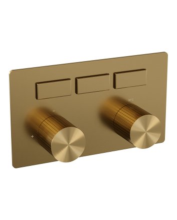 BRAUER Stripe 3-weg inbouwthermostaat met drukknoppen met in- en afbouwdelen goud geborsteld PVD