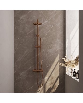 BRAUER Copper Edition opbouw thermostatische regendouche SET 01 met 20 cm hoofddouche en staaf handdouche en doucheslang koper geborsteld PVD