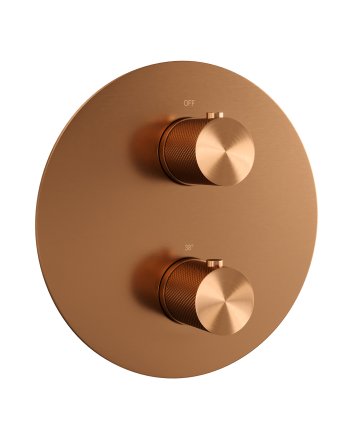 BRAUER Copper Carving 3-weg inbouwthermostaat rond met in- en afbouwdelen koper geborsteld PVD