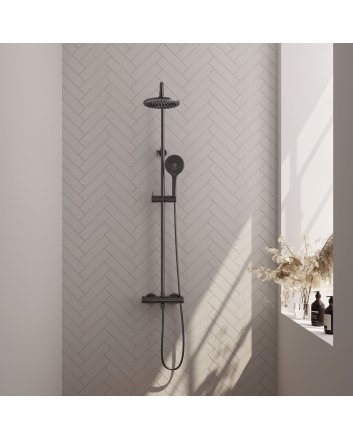 BRAUER Gunmetal Edition opbouw thermostatische regendouche SET 02 met 20 cm hoofddouche en 3-standen handdouche en doucheslang gunmetal geborsteld PVD