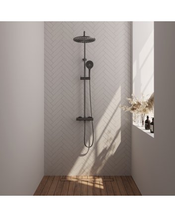 BRAUER Gunmetal Edition opbouw thermostatische regendouche SET 04 met 30 cm hoofddouche en 3-standen handdouche en doucheslang gunmetal geborsteld PVD