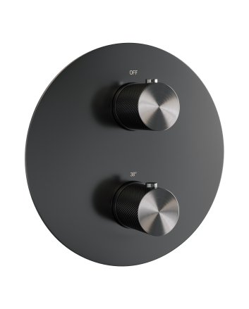 BRAUER Gunmetal Carving 3-weg inbouwthermostaat rond met in- en afbouwdelen gunmetal geborsteld PVD