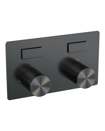 BRAUER Stripe 2-weg inbouwthermostaat met drukknoppen met in- en afbouwdelen gunmetal geborsteld PVD