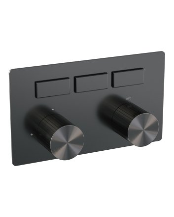 BRAUER Stripe 3-weg inbouwthermostaat met drukknoppen met in- en afbouwdelen gunmetal geborsteld PVD