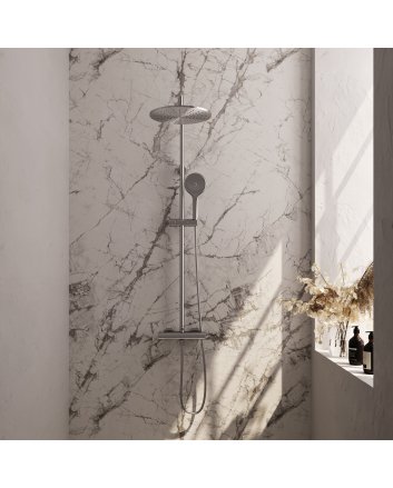 BRAUER Brushed Edition opbouw thermostatische regendouche SET 04 met 30 cm hoofddouche en 3-standen handdouche en doucheslang RVS geborsteld PVD