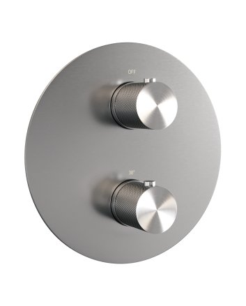 BRAUER Brushed Carving 3-weg inbouwthermostaat rond met in- en afbouwdelen RVS geborsteld PVD