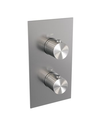 BRAUER Stripe 3-weg inbouwthermostaat rechthoekig met in- en afbouwdelen RVS-kleurig geborsteld PVD