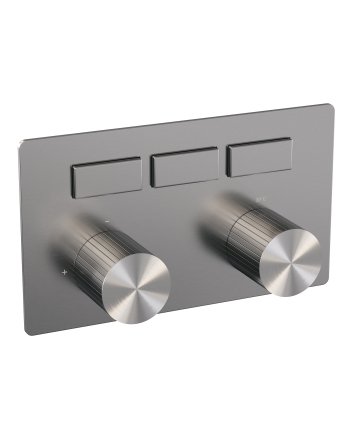 BRAUER Stripe 3-weg inbouwthermostaat met drukknoppen met in- en afbouwdelen RVS-kleurig geborsteld PVD