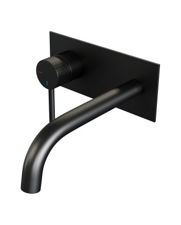 BRAUER Stripe inbouw wastafelmengkraan met gebogen uitloop en afdekplaat model A2 mat zwart