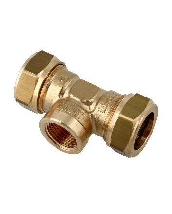 Bonfix Messing Knel x Binnendraad x Knel T-koppeling | 22 x 1/2 x 22