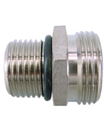 Rd-901 nippels 1/2" buitendraad lang x 3/4" Eurokonus + O-ring, vernikkeld