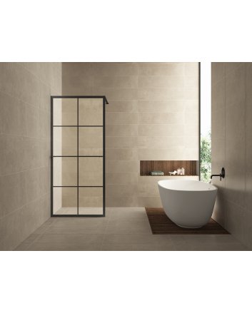 Maaz inloopdouche met raster en handdoekhouder 900 x 2000 x 10 mm helder glas/mat zwart