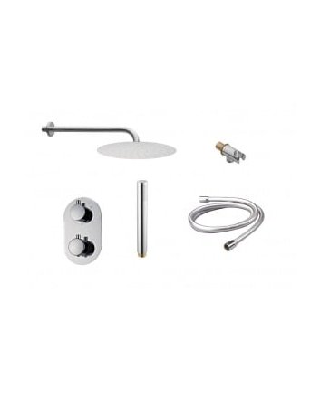 Sani DeLuxe Doucheset inbouw met box thermostaat, muurbevestiging / douchekop 20 cm rond Chroom