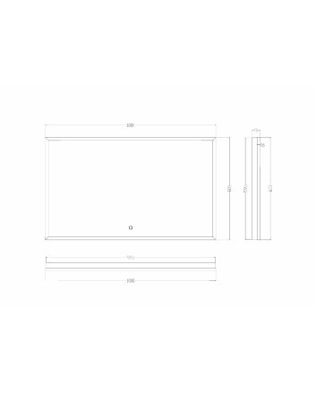 Avi spiegel rechthoek met LED, dimbaar en spiegelverwarming 100 x 60 cm mat zwart