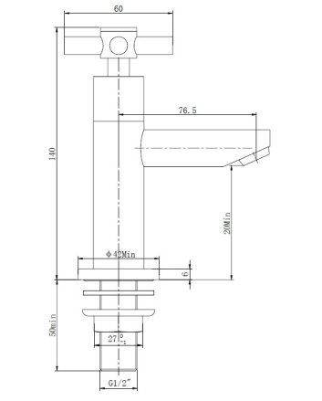 Asmaro fonteinkraan Kiwa 1/2" chroom