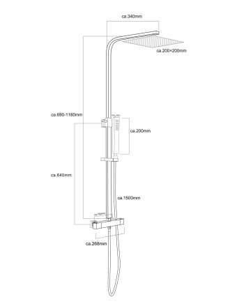 Twenty eco thermostatische regendoucheset opbouw vierkant mat zwart