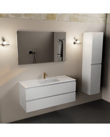 Mondiaz Aivy 120cm badmeubel Talc, wastafel glanzend wit keramiek midden 1 kraangat