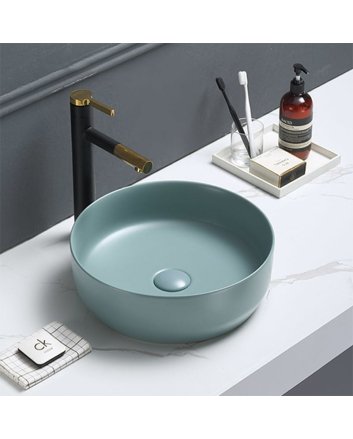 Sani DeLuxe Waskom Keramiek Rond Victoria Color Line incl. clickwaste Fjord Mat Groen